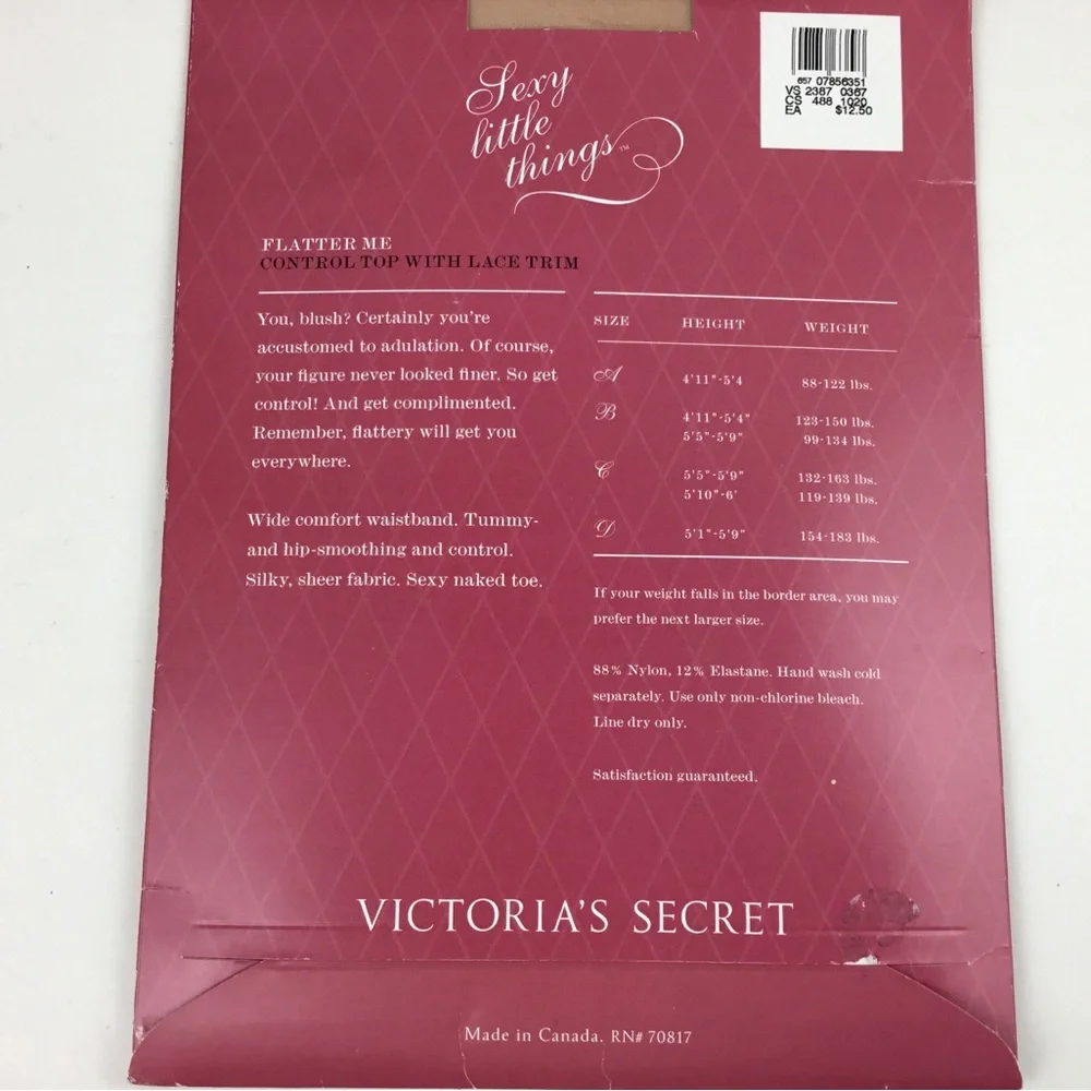 Vintage Victoria’s Secret Sexy Little Things Pantyhose Lace Trim Nude Size B